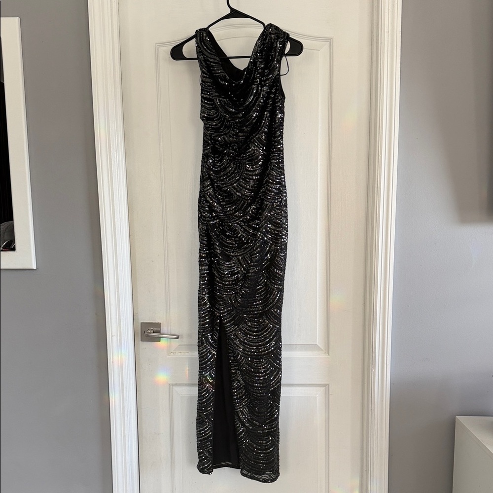 Lipsy Black Sequin One Shoulder Dress